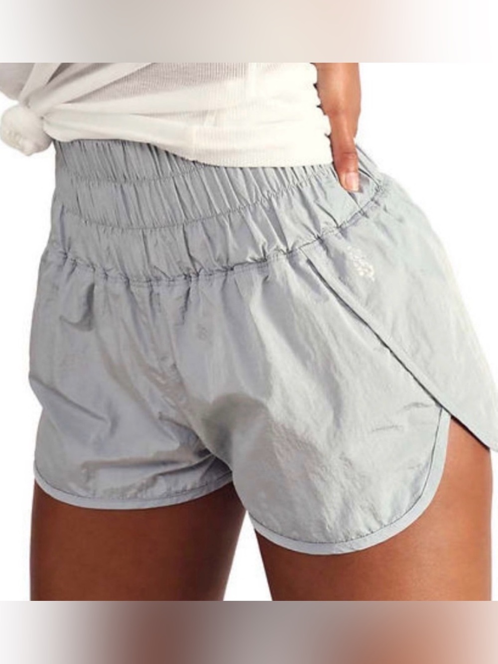 Free People Movement "The Way Home" Shiny Silver Shorts Size M